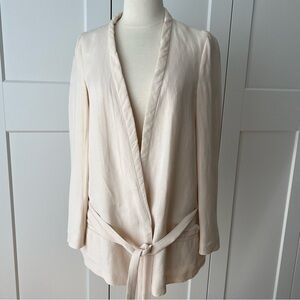 ZARA Kimono Style Jacket Blazer in Cream Cotton size Small
